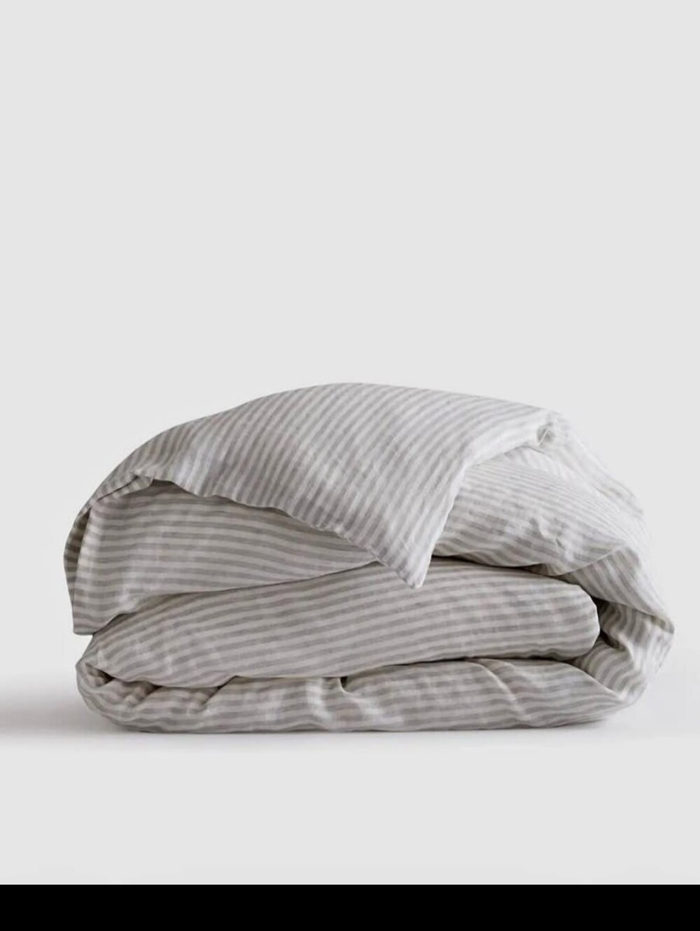 Quince Mist White Striped Duvet Cover ONLY 100% Linen European